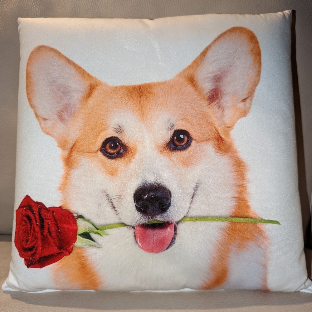 Corgi Rose Pillow